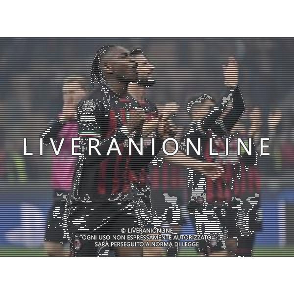 Rafael Leao (Milan) esultanza a fine partita Milan vs Napoli Milano 12-04-2023 Stadio Giuseppe Meazza - San Siro UEFA Champions League quarti di finale - gara di andata foto Roberto Garavaglia/ag. Aldo Liverani sas