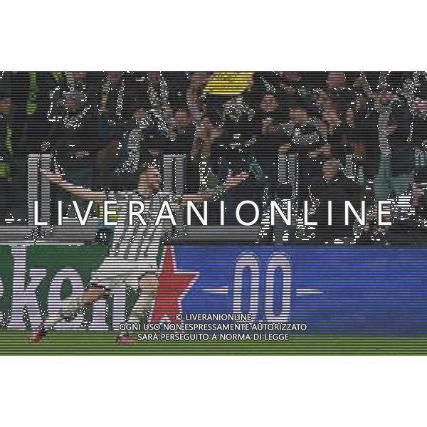 Torino 13.04.2023 Stadio Allianz Stadium ©Manuela Viganti/Agenzia Aldo Liverani Juventus vs Sporting Lisbona Europa League 2022/2023 Quarti di Finale Nella foto: esultanza fedrico gatti dopo il gol ©Viganti / AGENZIA ALDO LIVERANI SAS