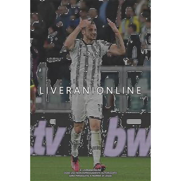 Torino 13.04.2023 Stadio Allianz Stadium ©Manuela Viganti/Agenzia Aldo Liverani Juventus vs Sporting Lisbona Europa League 2022/2023 Quarti di Finale Nella foto: esultanza fedrico gatti dopo il gol ©Viganti / AGENZIA ALDO LIVERANI SAS
