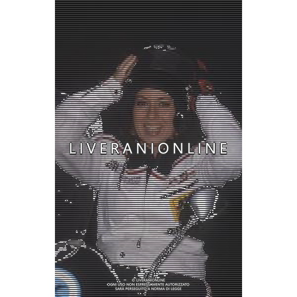 RETROSPETTIVA ROSANNA VAUDETTI ANNUNCIATRICE TELEVISIVA NELLA FOTO CON LA MOTOCICLETTA NEL 1982 ©Archivio Giovanni Liverani/AGENZIA ALDO LIVERANI SAS