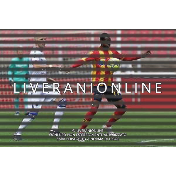 Assan Ceesay (US Lecce) and Bram Nuytinck (UC Sampdoria) during the Italian soccer Serie A match US Lecce vs UC Sampdoria on April 16, 2023 at the Via del Mare stadium in Lecce, Italy. Photo by Emmanuele Mastrodonato/ag. Aldo Liverani sas