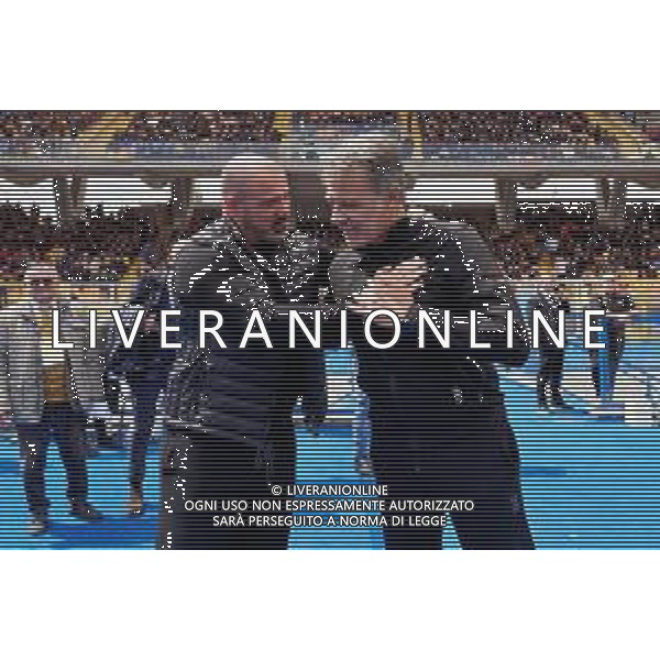 Coach Dejan Stankovic (UC Sampdoria) and coach Marco Baroni (US Lecce) during the Italian soccer Serie A match US Lecce vs UC Sampdoria on April 16, 2023 at the Via del Mare stadium in Lecce, Italy. Photo by Emmanuele Mastrodonato/ag. Aldo Liverani sas