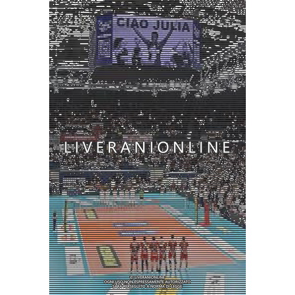 TVRG omaggio a Julia Ituma Allianz Powervolley Milano vs Cucine Lube Civitanova Milano 16-04-2023 Allianz Cloud PalaLido SuperLega Credem Banca - gara 2 semifinali play off scudetto foto Roberto Garavaglia/ag. Aldo Liverani sas/ AGENZIA ALDO LIVERANI SAS