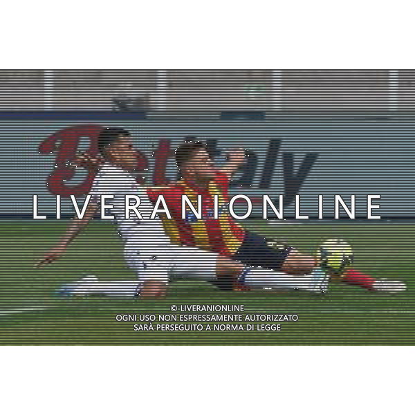 Jeison Murillo (UC Sampdoria) and Lorenzo Colombo (US Lecce) during the Italian soccer Serie A match US Lecce vs UC Sampdoria on April 16, 2023 at the Via del Mare stadium in Lecce, Italy. Photo by Emmanuele Mastrodonato/ag. Aldo Liverani sas / AGENZIA ALDO LIVERANI SAS