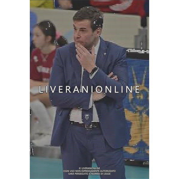 TVRG Gianlorenzo Blengini allenatore Civitanova Allianz Powervolley Milano vs Cucine Lube Civitanova Milano 16-04-2023 Allianz Cloud PalaLido SuperLega Credem Banca - gara 2 semifinali play off scudetto foto Roberto Garavaglia/ag. Aldo Liverani sas / AGENZIA ALDO LIVERANI SAS