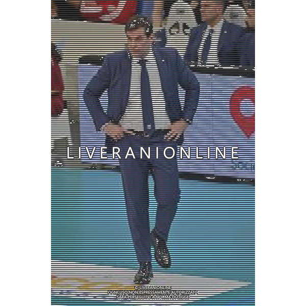 TVRG Gianlorenzo Blengini allenatore Civitanova Allianz Powervolley Milano vs Cucine Lube Civitanova Milano 16-04-2023 Allianz Cloud PalaLido SuperLega Credem Banca - gara 2 semifinali play off scudetto foto Roberto Garavaglia/ag. Aldo Liverani sas / AGENZIA ALDO LIVERANI SAS
