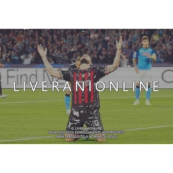 Napoli, Milan Champions League Quarti di finale 18.04.2023 nella foto: esultanza dopo il gol di Olivier Giroud Foto Mosca, Ag.Liverani/ AGENZIA ALDO LIVERANI SAS