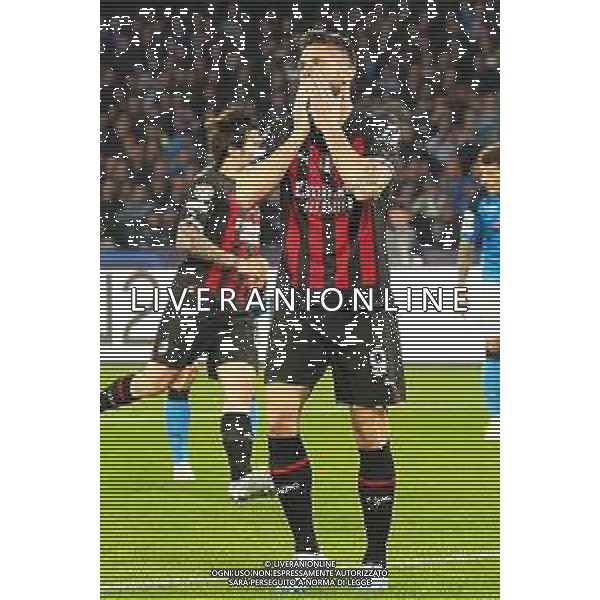 Napoli, Milan Champions League Quarti di finale 18.04.2023 nella foto: esultanza dopo gol Olivier Giroud Foto Mosca, Ag.Liverani/ AGENZIA ALDO LIVERANI SAS
