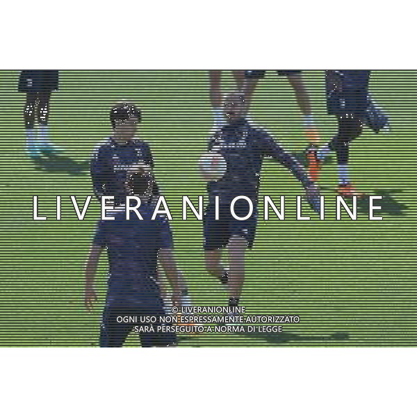 TVMV-Torino 19.04.2023 Continassa © Manuela Viganti/Agenzia Aldo Liverani Allenamento rifinitura Europa League 2022/2023 Sporting Lisbona vs Juventus Nella foto: mathias soulè e leonardo bonucci ©Viganti / AGENZIA ALDO LIVERANI SAS