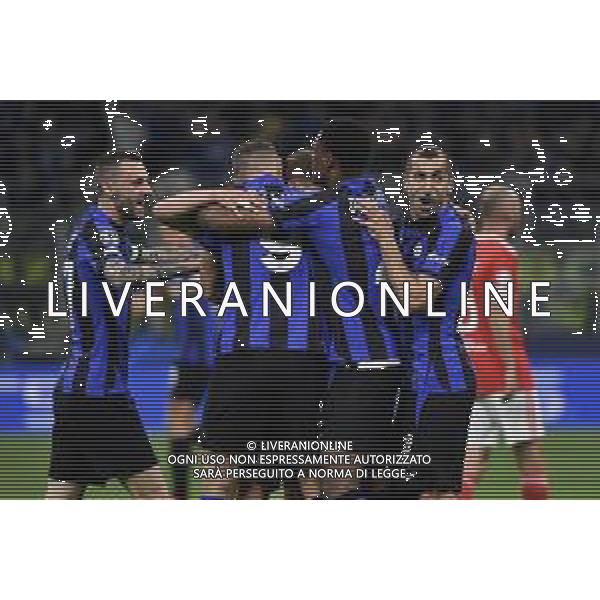 esultanza Inter dopo il gol dell\'1 a 0 Nicolo\' Barella Inter vs Benfica Milano 19-04-2023 Stadio Giuseppe Meazza - San Siro UEFA Champions League quarti di finale - gara di ritorno foto Roberto Garavaglia/ag. Aldo Liverani sas/AGENZIA ALDO LIVERANI SAS