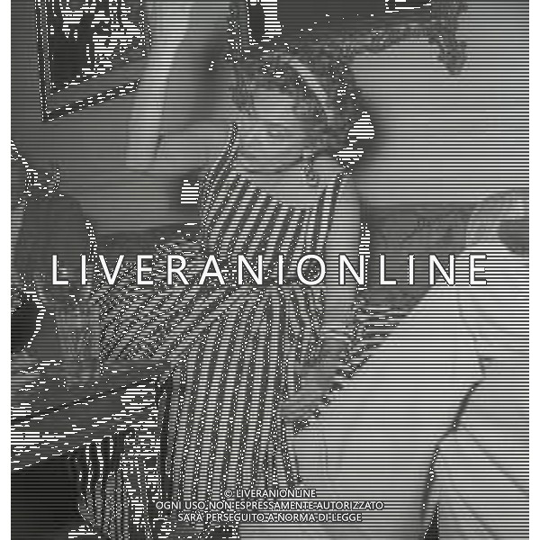RETROSPETTIVA GLORIA SWANSON PSEUDONIMO DI GLORIA MAY JOSEPHINE SVENSSON ATTRICE NELLA FOTO GLORIA SWANSON PSEUDONIMO DI GLORIA MAY JOSEPHINE SVENSSON A ROMA NELL\'ANNO 1955 IN UNA CONFERENZA STAMPA FOTO SANDRO VESPASIANI-AG ALDO LIVERANI SAS