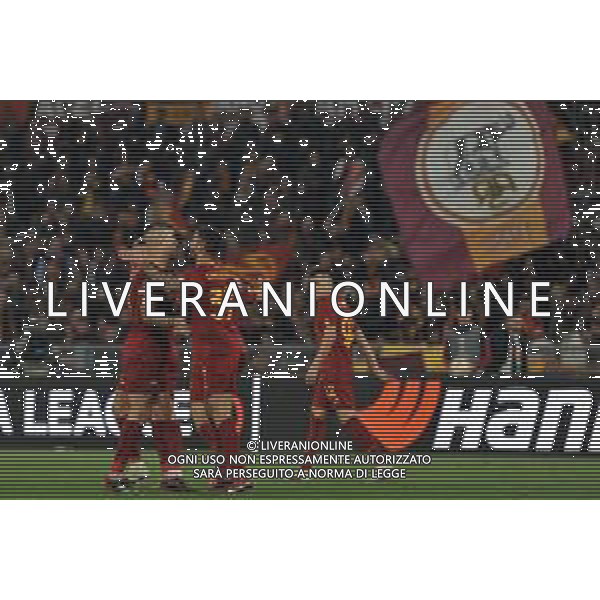 Roma vs Feyenoord Europa League - Quarti di finale - Stadio Olimpico - Roma 20-04-2023 nella foto Esultanza Roma ©Federico Gaetano / AGENZIA ALDO LIVERANI SAS