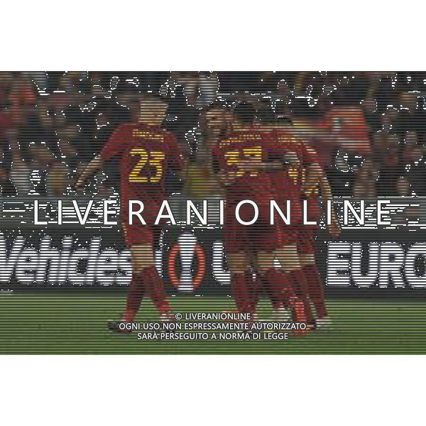 Roma vs Feyenoord Europa League - Quarti di finale - Stadio Olimpico - Roma 20-04-2023 nella foto Esultanza Roma ©Federico Gaetano / AGENZIA ALDO LIVERANI SAS