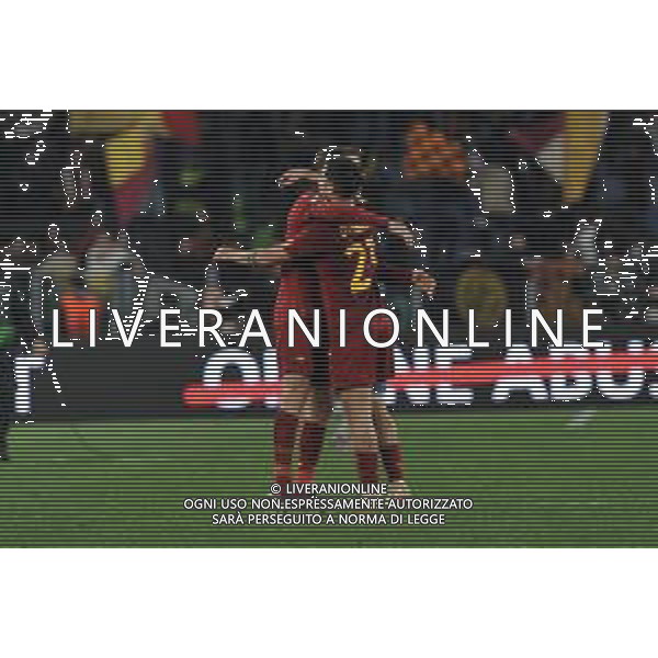 Roma vs Feyenoord Europa League - Quarti di finale - Stadio Olimpico - Roma 20-04-2023 nella foto Esultanza finale Roma ©Federico Gaetano / AGENZIA ALDO LIVERANI SAS