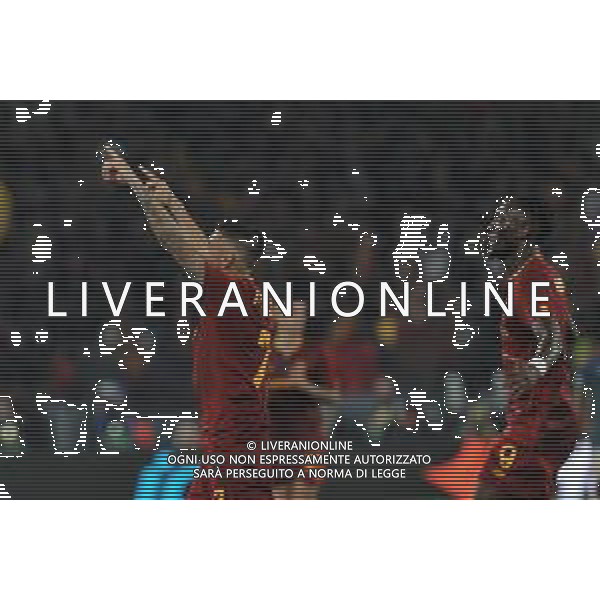 Roma vs Feyenoord Europa League - Quarti di finale - Stadio Olimpico - Roma 20-04-2023 nella foto Esultanza Pellegrini ©Federico Gaetano / AGENZIA ALDO LIVERANI SAS