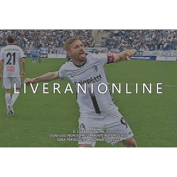 TVRG Federico Dionisi (Ascoli) esulta dopo il gol dell\'1 a 0 Como vs Ascoli Como 22-04-2023 Stadio Giuseppe Sinigaglia Campionato Serie BKT - 34a giornata foto Roberto Garavaglia/ag. Aldo Liverani sas / AGENZIA ALDO LIVERANI SAS