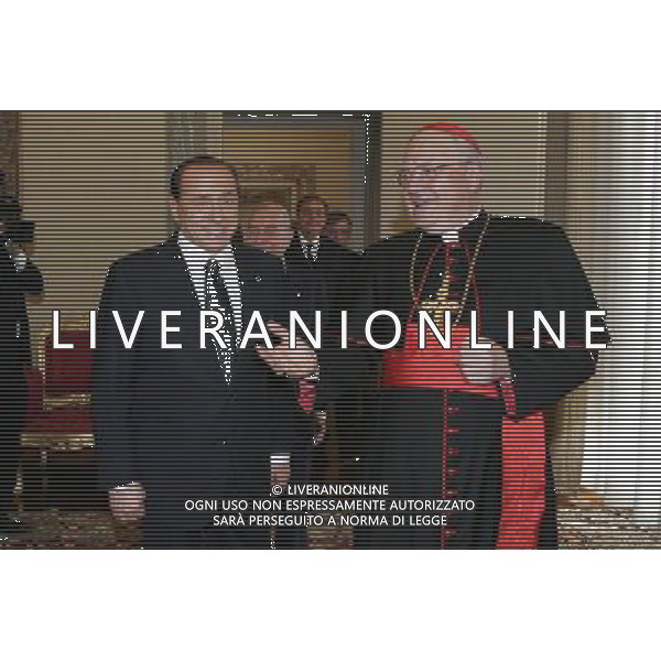 Citta\' del Vaticano 19 / 11 / 2005 Sua Santita\' Papa Benedetto XVI riceve in udienza il Presidente del Consiglio Silvio Berlusconi Nella foto: il Presidente saluta S.E.R. Card. Angelo Sodano Ph Flavio Ianniello / Vatican Pool/ag Aldo Liverani