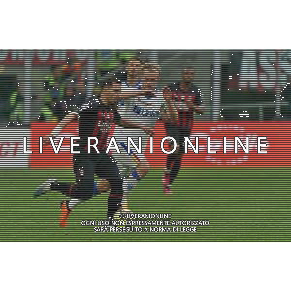 Ismael Bennacer (AC Milan) and Morten Hjulmand (US Lecce) during the Italian soccer Serie A match AC Milan vs US Lecce on April 23, 2023 at Giuseppe Meazza Stadium in Milan, Italy. Photo by Emmanuele Mastrodonato/ag. Aldo Liverani sas/ AGENZIA ALDO LIVERANI SAS