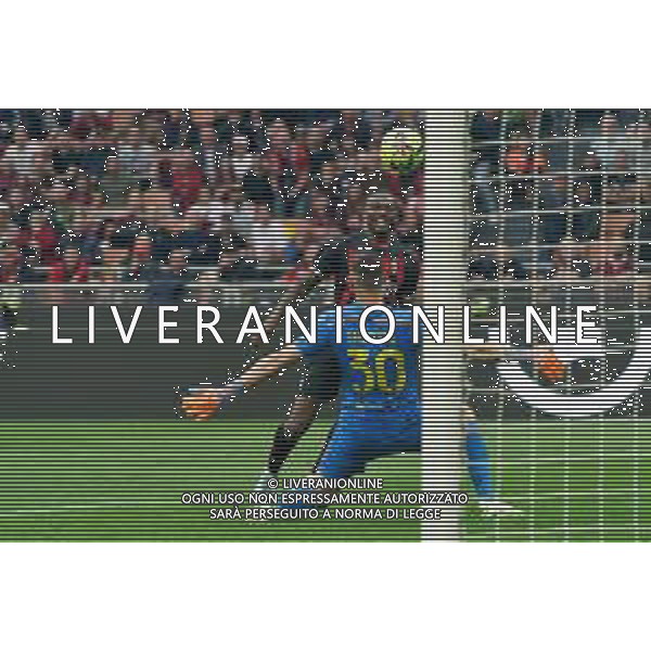Rafael Leao (AC Milan) and Wladimiro Falcone (US Lecce) during the Italian soccer Serie A match AC Milan vs US Lecce on April 23, 2023 at Giuseppe Meazza Stadium in Milan, Italy. Photo by Emmanuele Mastrodonato/ag. Aldo Liverani sas/ AGENZIA ALDO LIVERANI SAS