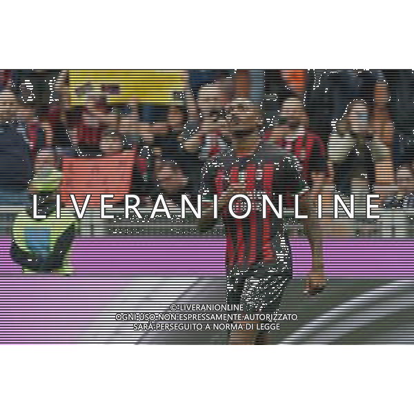 Rafael Leao (AC Milan) celebrates after scoring a goal during the Italian soccer Serie A match AC Milan vs US Lecce on April 23, 2023 at Giuseppe Meazza Stadium in Milan, Italy. Photo by Emmanuele Mastrodonato/ag. Aldo Liverani sas/ AGENZIA ALDO LIVERANI SAS