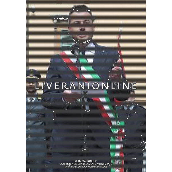 IMOLA 25 APRILE 25 APRILE FESTA DELLA LIBERAZIONE DEI FASCISTI NELLA FOTO SINDACO MARCO PANIERI IN PIAZZA GRAMSCI ©SANNA / AGENZIA ALDO LIVERANI SAS