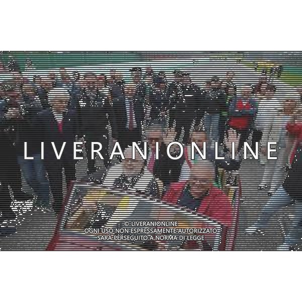 IMOLA 25 04 2023 AUTODROMO ENZO E DINO FERRARI 70∞ANNIVERSARIO DELL\'AUTODROMO ENZO E DINO FERRARI NELLA FOTO VESCOVO GIOVANNI MOSCIATTI GIANCARLO MINARDI PRESIDENTE FORMULA IMOLA E SINDACO MARCO PANIERI ©SANNA / AGENZIA ALDO LIVERANI SAS