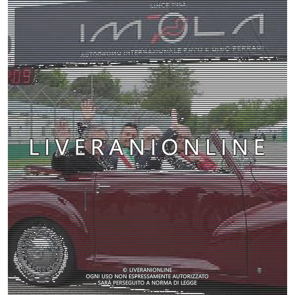 IMOLA 25 04 2023 AUTODROMO ENZO E DINO FERRARI 70∞ANNIVERSARIO DELL\'AUTODROMO ENZO E DINO FERRARI NELLA FOTO VESCOVO GIOVANNI MOSCIATTI GIANCARLO MINARDI PRESIDENTE FORMULA IMOLA E SINDACO MARCO PANIERI ©SANNA / AGENZIA ALDO LIVERANI SAS