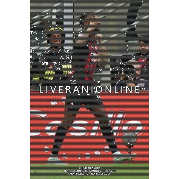 Rafael Leao (AC Milan) celebrates after scoring a goal during the Italian soccer Serie A match AC Milan vs US Lecce on April 23, 2023 at Giuseppe Meazza Stadium in Milan, Italy. Photo by Emmanuele Mastrodonato/ag. Aldo Liverani sas/ AGENZIA ALDO LIVERANI SAS