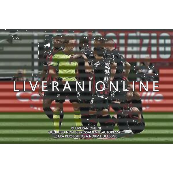 Players of AC Milan protests with the referee Daniele Chiffi of Padova during the Italian soccer Serie A match AC Milan vs US Lecce on April 23, 2023 at Giuseppe Meazza Stadium in Milan, Italy. Photo by Emmanuele Mastrodonato/ag. Aldo Liverani sas/ AGENZIA ALDO LIVERANI SAS