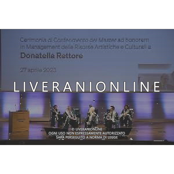 TVRG Master Donatella Rettore nella foto un momento della cerimonia Milano 27-04-2023 Universita\' IULM cerimonia di conferimento del Master ad honorem in Management delle Risorse Artistiche e Culturali a Donatella Rettore foto Roberto Garavaglia/ag. Aldo Liverani sas/ AGENZIA ALDO LIVERANI SAS