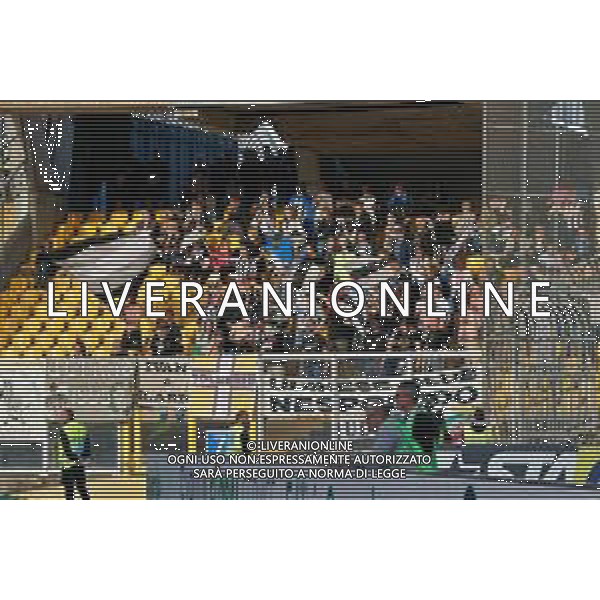 Supporters of Udinese Calcio during the Italian soccer Serie A match US Lecce vs Udinese Calcio on April 28, 2023 at Via del Mare Stadium in Lecce, Italy. Photo by Emmanuele Mastrodonato/ag. Aldo Liverani sas/ AGENZIA ALDO LIVERANI SAS