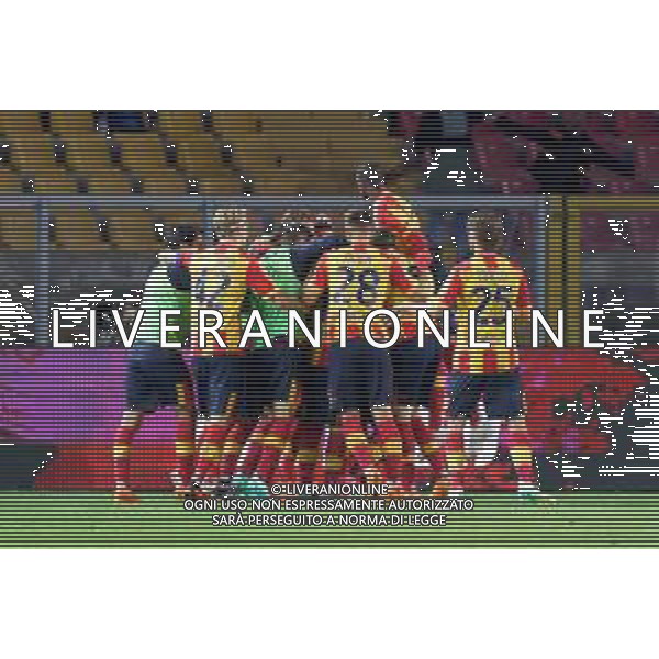 Gabriel Strefezza (US Lecce) celebrates after scoring a goal with teammates during the Italian soccer Serie A match US Lecce vs Udinese Calcio on April 28, 2023 at Via del Mare Stadium in Lecce, Italy. Photo by Emmanuele Mastrodonato/ag. Aldo Liverani sas/ AGENZIA ALDO LIVERANI SAS