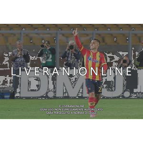 Gabriel Strefezza (US Lecce) celebrates after scoring a goal during the Italian soccer Serie A match US Lecce vs Udinese Calcio on April 28, 2023 at Via del Mare Stadium in Lecce, Italy. Photo by Emmanuele Mastrodonato/ag. Aldo Liverani sas/ AGENZIA ALDO LIVERANI SAS