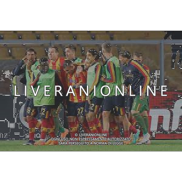 Players of US Lecce celebrates during the Italian soccer Serie A match US Lecce vs Udinese Calcio on April 28, 2023 at Via del Mare Stadium in Lecce, Italy. Photo by Emmanuele Mastrodonato/ag. Aldo Liverani sas/ AGENZIA ALDO LIVERANI SAS
