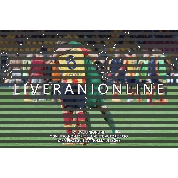 Federico Baschirotto (US Lecce) and Wladimiro Falcone (US Lecce) celebrates the victory during the Italian soccer Serie A match US Lecce vs Udinese Calcio on April 28, 2023 at Via del Mare Stadium in Lecce, Italy. Photo by Emmanuele Mastrodonato/ag. Aldo Liverani sas/ AGENZIA ALDO LIVERANI SAS