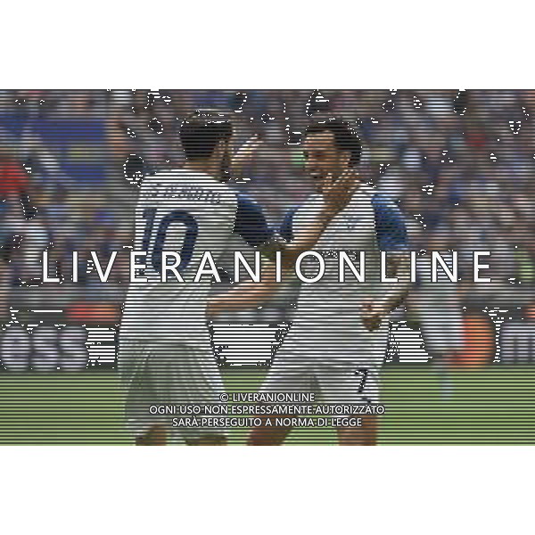 Luis Alberto Romero Alconchel (Lazio) SX e Felipe Anderson Pereira Gomes (Lazio) DX esultano dopo il gol dell\'1 a 0 Inter vs Lazio Milano 30-04-2023 Stadio Giuseppe Meazza - San Siro Campionato Serie A TIM - 32a giornata foto Roberto Garavaglia/ag. Aldo Liverani sas / AGENZIA ALDO LIVERANI SAS