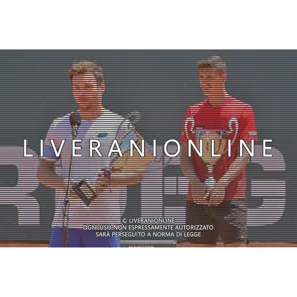 07-05-2023 Finale del doppio, torneo internazionale di tennis Sardegna Open Challenger 173, presso Tennis club Monte Urpinu, Cagliari. In gara Maximo Gonzalez (Argentina) e Andres Molteni (Argentina) contro Alexander Erler (Austria) e Lucas Miedler (Austria). Foto Salvatore Moi/Aldo Liverani s.a.s. Nella foto: Premiazioni del doppio. Primo posto per la squadra austriaca.