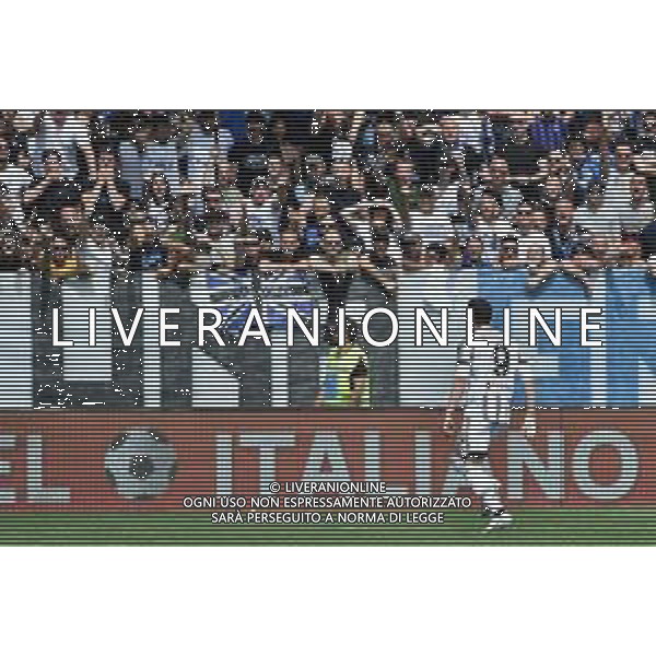 Dusan Vlahovic (Juventus) esulta dopo il gol del 2 a 0 Atalanta vs Juventus Bergamo 24-04-2023 Gewiss Stadium - Stadio Atleti Azzurri d\'Italia Campionato Serie A TIM - 34a giornata foto Roberto Garavaglia/ag. Aldo Liverani sas