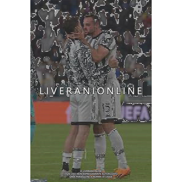 Torino 11.05.2023 Stadio Allianz Stadium ©Manuela Viganti/Agenzia Aldo Liverani Juventus vs Siviglia Europa League 2022/2023 Semifinale Andata Nella foto: esultanza federico gatti e dusan vlahovic a fine gara ©Viganti / AGENZIA ALDO LIVERANI SAS