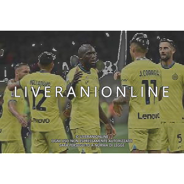 esultanza Inter dopo il gol dell\'1 a 0 Romelu Lukaku Inter vs Sassuolo Milano 13-05-2023 Stadio Giuseppe Meazza - San Siro Campionato Serie A TIM - 35a giornata foto Roberto Garavaglia/ag. Aldo Liverani sas/ AGENZIA ALDO LIVERANI SAS