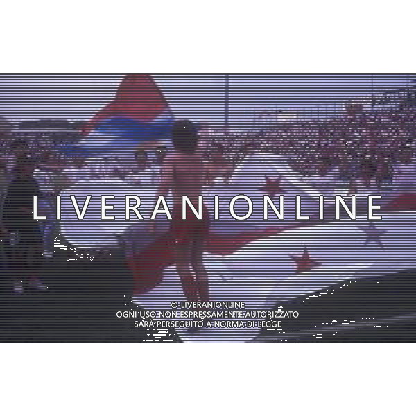 16-06-1991 CREMONA CAMPIONATO DI CALCIO SERIE B CREMONESE-AVELLINO NELLA FOTO I GIOCATORI DELLA CREMONESE FESTEGGIANO LA PROMOZIONE IN SERIE A AG ALDO LIVERANI SAS