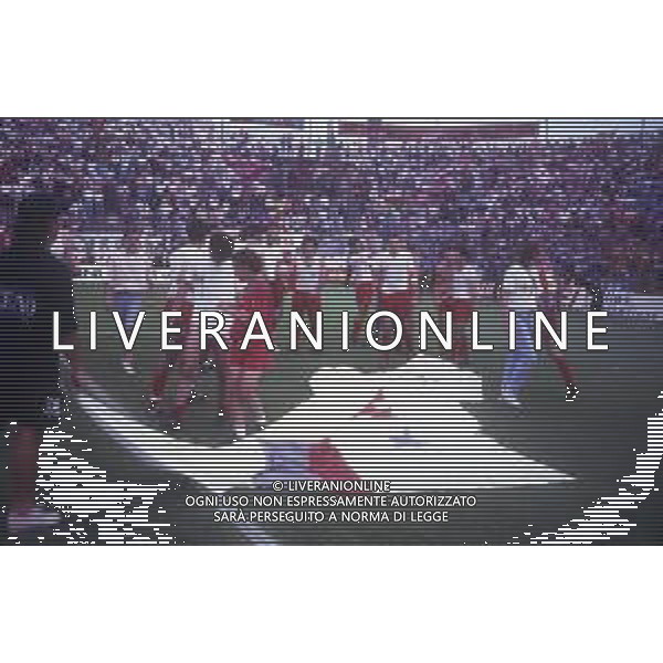 16-06-1991 CREMONA CAMPIONATO DI CALCIO SERIE B CREMONESE-AVELLINO NELLA FOTO I GIOCATORI DELLA CREMONESE FESTEGGIANO LA PROMOZIONE IN SERIE A AG ALDO LIVERANI SAS