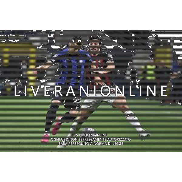 Henrikh Mkhitaryan (Inter) e Sandro Tonali (Milan) Inter vs Milan Milano 16-05-2023 Stadio Giuseppe Meazza - San Siro UEFA Champions League semifinale - gara di ritorno foto Roberto Garavaglia/ag. Aldo Liverani sas/ AGENZIA ALDO LIVERANI SAS