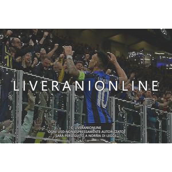 Lautaro Martinez (Inter) esulta dopo il gol dell\'1 a 0 Inter vs Milan Milano 16-05-2023 Stadio Giuseppe Meazza - San Siro UEFA Champions League semifinale - gara di ritorno foto Roberto Garavaglia/ag. Aldo Liverani sas/ AGENZIA ALDO LIVERANI SAS