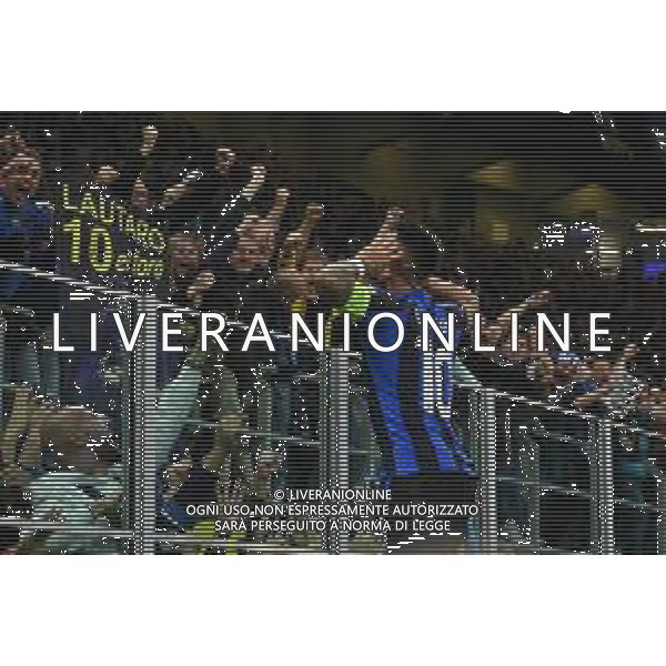 Lautaro Martinez (Inter) esulta dopo il gol dell\'1 a 0 Inter vs Milan Milano 16-05-2023 Stadio Giuseppe Meazza - San Siro UEFA Champions League semifinale - gara di ritorno foto Roberto Garavaglia/ag. Aldo Liverani sas/ AGENZIA ALDO LIVERANI SAS