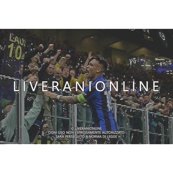 Lautaro Martinez (Inter) esulta dopo il gol dell\'1 a 0 Inter vs Milan Milano 16-05-2023 Stadio Giuseppe Meazza - San Siro UEFA Champions League semifinale - gara di ritorno foto Roberto Garavaglia/ag. Aldo Liverani sas/ AGENZIA ALDO LIVERANI SAS