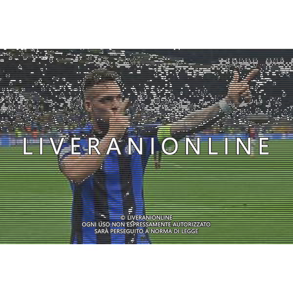 Lautaro Martinez (Inter) esulta dopo il gol dell\'1 a 0 Inter vs Milan Milano 16-05-2023 Stadio Giuseppe Meazza - San Siro UEFA Champions League semifinale - gara di ritorno foto Roberto Garavaglia/ag. Aldo Liverani sas/ AGENZIA ALDO LIVERANI SAS