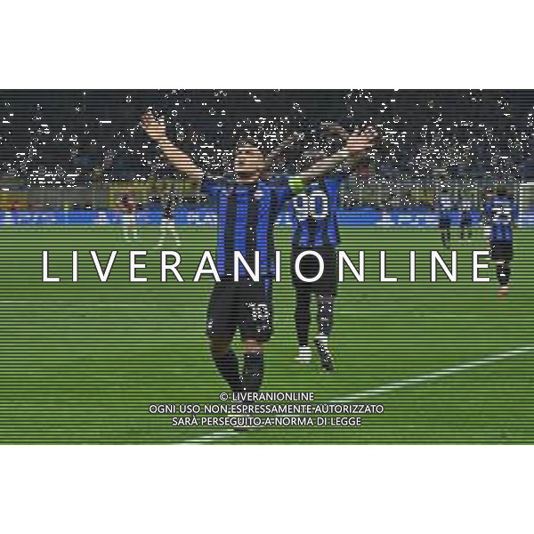 Lautaro Martinez (Inter) esulta dopo il gol dell\'1 a 0 Inter vs Milan Milano 16-05-2023 Stadio Giuseppe Meazza - San Siro UEFA Champions League semifinale - gara di ritorno foto Roberto Garavaglia/ag. Aldo Liverani sas/ AGENZIA ALDO LIVERANI SAS