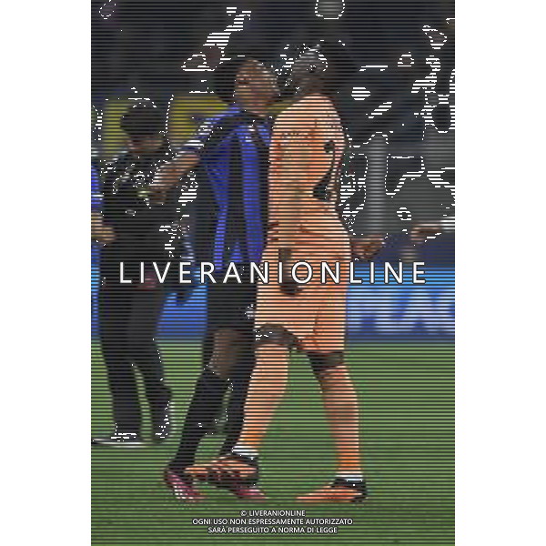 Denzel Dumfries (Inter) e Andre\' Onana (Inter) esultanza a fine partita Inter vs Milan Milano 16-05-2023 Stadio Giuseppe Meazza - San Siro UEFA Champions League semifinale - gara di ritorno foto Roberto Garavaglia/ag. Aldo Liverani sas/ AGENZIA ALDO LIVERANI SAS