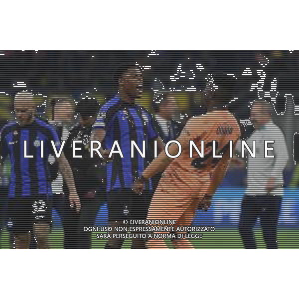 Denzel Dumfries (Inter) e Andre\' Onana (Inter) esultanza a fine partita Inter vs Milan Milano 16-05-2023 Stadio Giuseppe Meazza - San Siro UEFA Champions League semifinale - gara di ritorno foto Roberto Garavaglia/ag. Aldo Liverani sas/ AGENZIA ALDO LIVERANI SAS